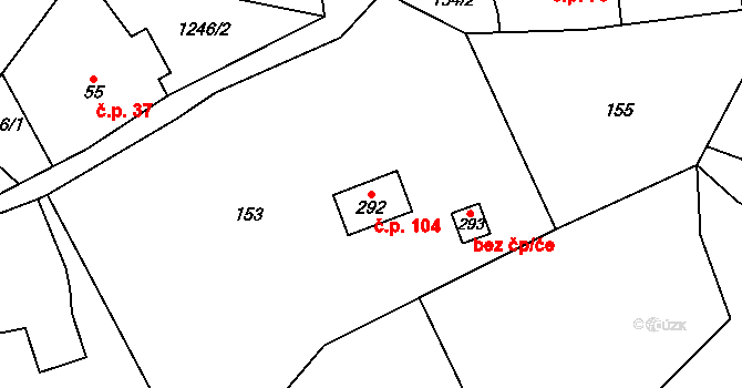 Rybnice 104, Háje nad Jizerou na parcele st. 292 v KÚ Rybnice, Katastrální mapa