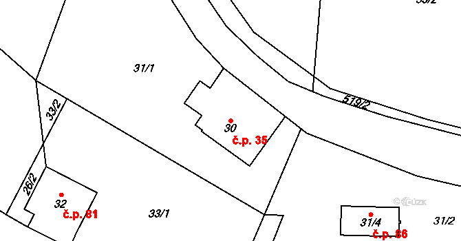 Beroun-Zdejcina 35, Beroun na parcele st. 30 v KÚ Zdejcina, Katastrální mapa