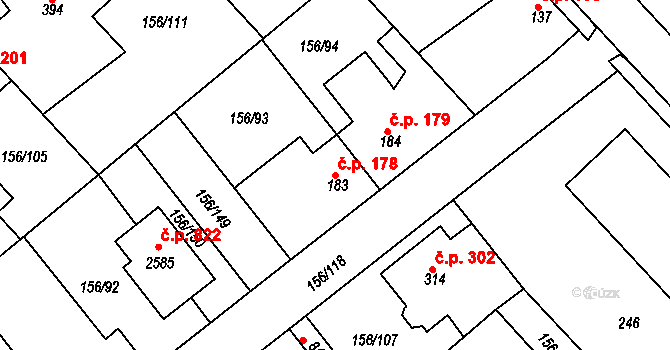 Lobeček 178, Kralupy nad Vltavou na parcele st. 183 v KÚ Lobeček, Katastrální mapa