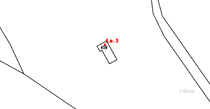 Pocinovice 3 na parcele st. 459 v KÚ Pocinovice, Katastrální mapa