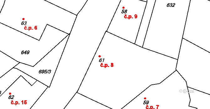 Pelechov 8, Lipoltice na parcele st. 61 v KÚ Lipoltice, Katastrální mapa