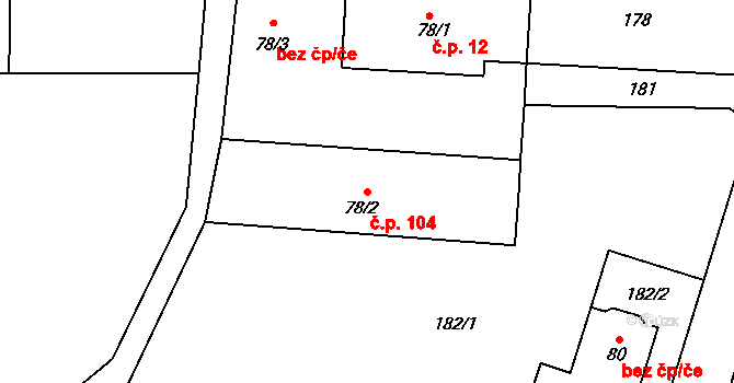 Kamenka 104, Odry na parcele st. 78/2 v KÚ Kamenka, Katastrální mapa