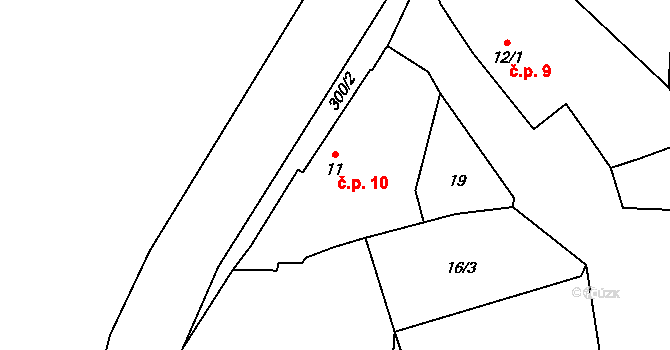 Horouty 10, Husinec na parcele st. 11 v KÚ Horouty, Katastrální mapa
