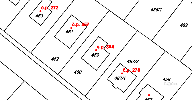 Kopřivnice 354 na parcele st. 459 v KÚ Kopřivnice, Katastrální mapa