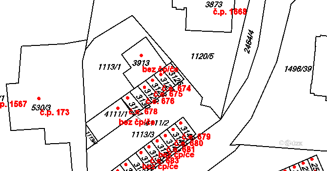 Humpolec 674 na parcele st. 3127 v KÚ Humpolec, Katastrální mapa