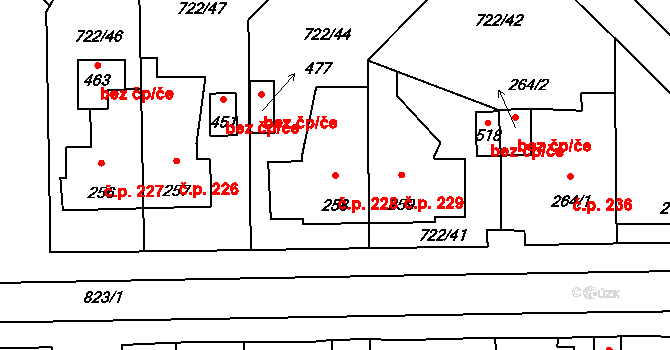 Cítoliby 228 na parcele st. 258 v KÚ Cítoliby, Katastrální mapa