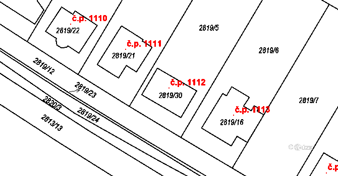 Jemnice 1112 na parcele st. 2819/30 v KÚ Jemnice, Katastrální mapa