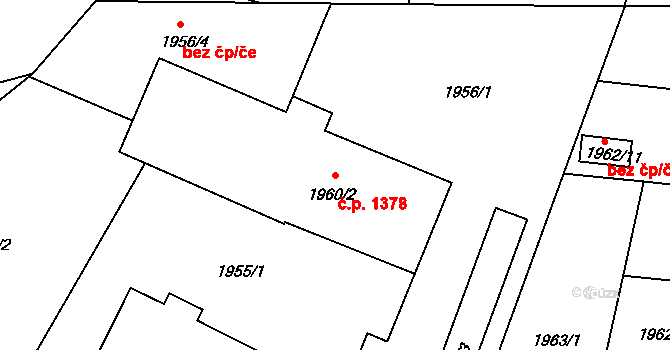 Holešov 1378 na parcele st. 1960/2 v KÚ Holešov, Katastrální mapa