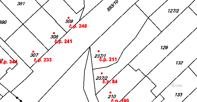 Čelechovice na Hané 211 na parcele st. 237/1 v KÚ Čelechovice na Hané, Katastrální mapa