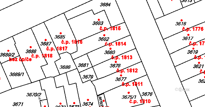 Jihlava 1813 na parcele st. 3680 v KÚ Jihlava, Katastrální mapa