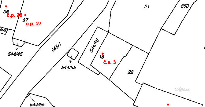 Miletice 3, Černuc na parcele st. 18 v KÚ Miletice u Velvar, Katastrální mapa