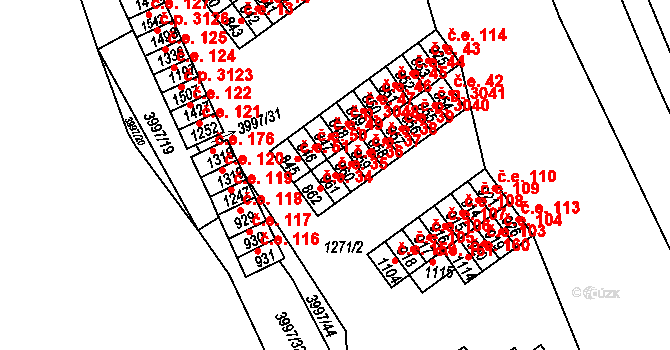 Pazderna 35, Vyškov na parcele st. 861 v KÚ Dědice u Vyškova, Katastrální mapa