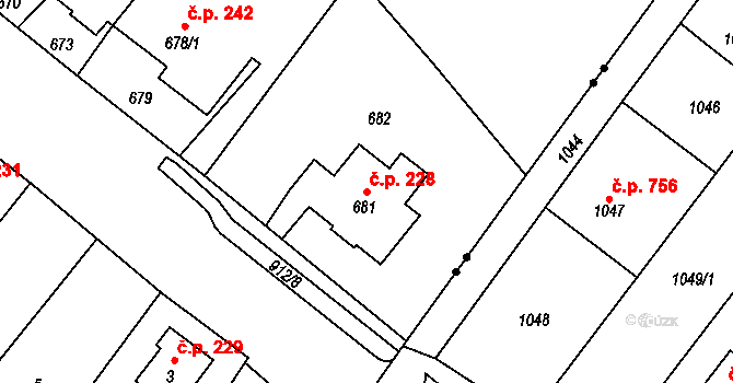 Janovice 228, Rýmařov na parcele st. 681 v KÚ Janušov, Katastrální mapa