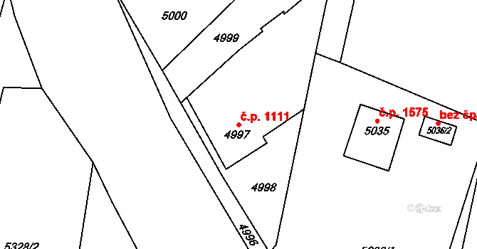 Rychvald 1111 na parcele st. 4997 v KÚ Rychvald, Katastrální mapa