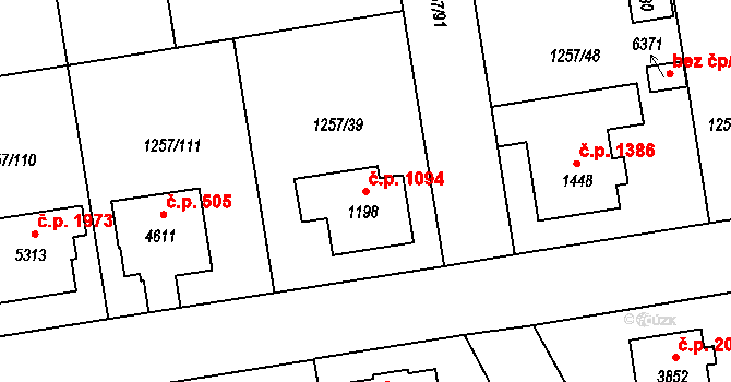 Šumperk 1094 na parcele st. 1198 v KÚ Šumperk, Katastrální mapa
