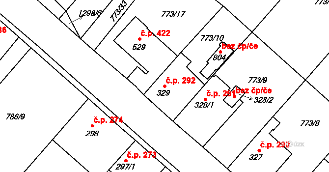 Cerhenice 292 na parcele st. 329 v KÚ Cerhenice, Katastrální mapa