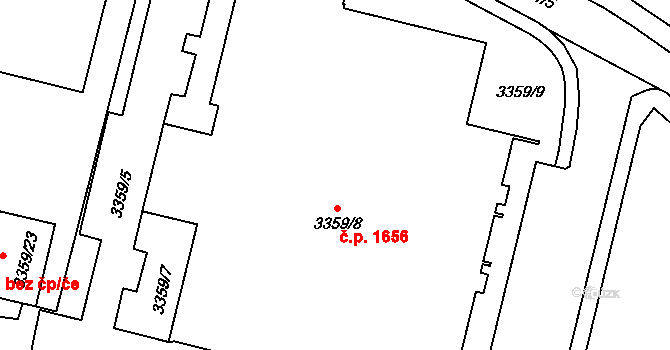 Tachov 1656 na parcele st. 3359/8 v KÚ Tachov, Katastrální mapa