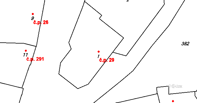 Křelov 29, Křelov-Břuchotín na parcele st. 1 v KÚ Křelov, Katastrální mapa