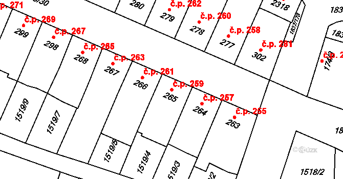 Lačnov 259, Svitavy na parcele st. 265 v KÚ Moravský Lačnov, Katastrální mapa