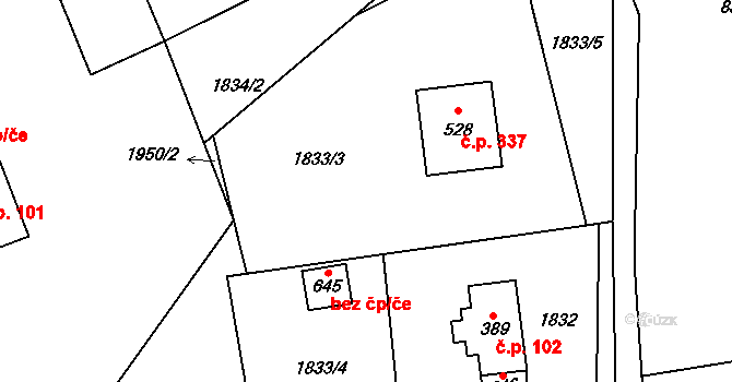Karlovice 337 na parcele st. 528 v KÚ Karlovice ve Slezsku, Katastrální mapa