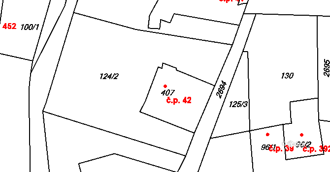 Černilov 42 na parcele st. 407 v KÚ Černilov, Katastrální mapa