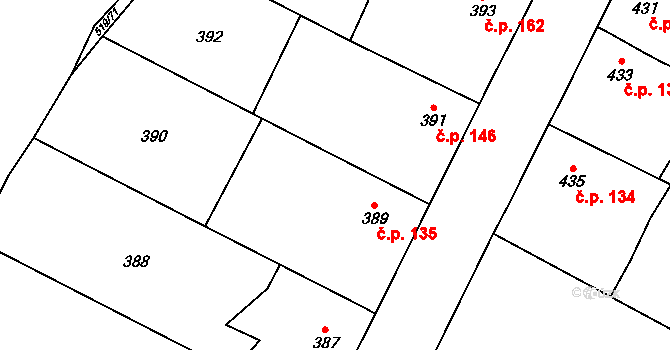 Klikov 135, Suchdol nad Lužnicí na parcele st. 389 v KÚ Klikov, Katastrální mapa
