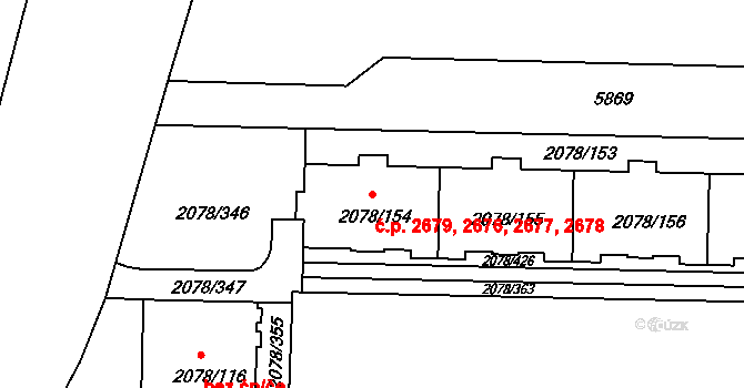 Záběhlice 2676,2677,2678,2679, Praha na parcele st. 2078/154 v KÚ Záběhlice, Katastrální mapa
