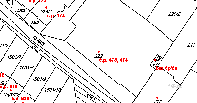 Zbýšov 474,475 na parcele st. 222 v KÚ Zbýšov u Oslavan, Katastrální mapa