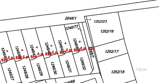 Bechyně 929 na parcele st. 1246/67 v KÚ Bechyně, Katastrální mapa