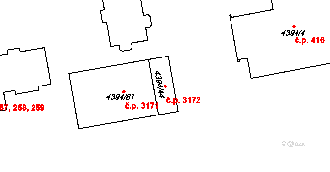 Přerov I-Město 3172, Přerov na parcele st. 4394/44 v KÚ Přerov, Katastrální mapa