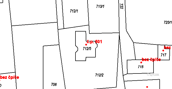 Slavkov 501 na parcele st. 712/5 v KÚ Slavkov u Opavy, Katastrální mapa