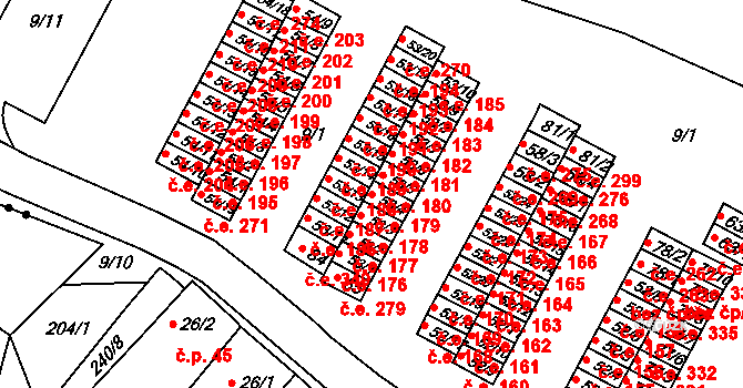 Chanov 179, Obrnice na parcele st. 53/4 v KÚ Chanov, Katastrální mapa
