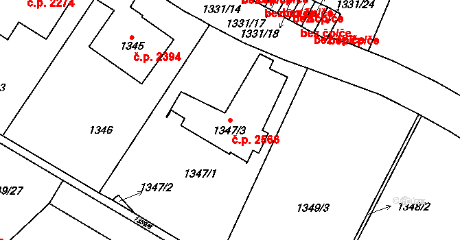 Vinohrady 2566, Praha na parcele st. 1347/3 v KÚ Vinohrady, Katastrální mapa