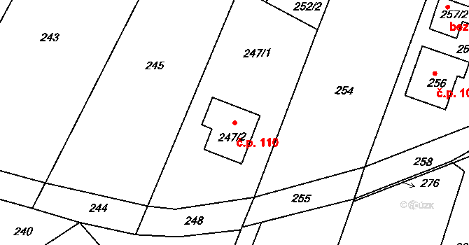 Horní Loučky 110 na parcele st. 247/2 v KÚ Horní Loučky, Katastrální mapa