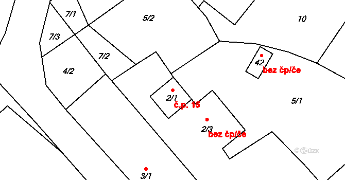 Chmelná 15 na parcele st. 2/1 v KÚ Chmelná u Vlašimi, Katastrální mapa