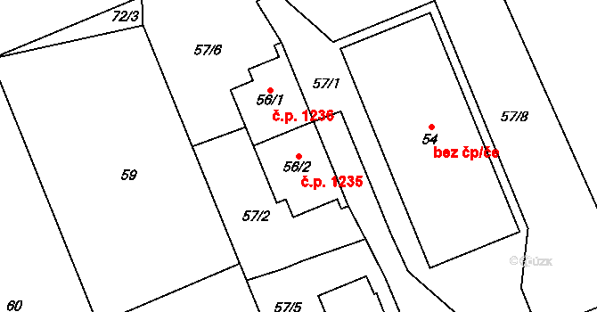 Domanínek 1235, Bystřice nad Pernštejnem na parcele st. 56/2 v KÚ Domanínek, Katastrální mapa