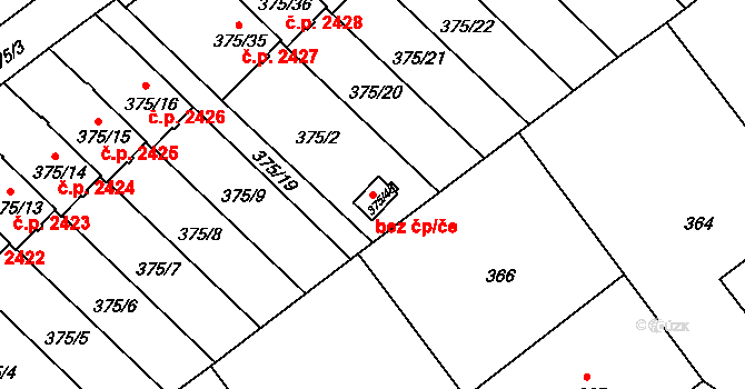 Tábor 40919099 na parcele st. 375/48 v KÚ Klokoty, Katastrální mapa