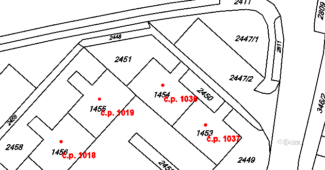 Kateřinky 1036, Opava na parcele st. 1454 v KÚ Kateřinky u Opavy, Katastrální mapa
