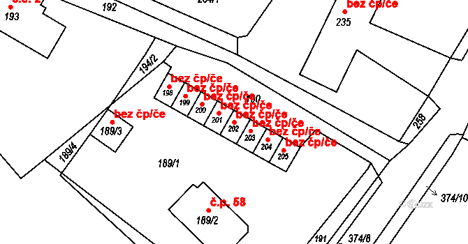 Velké Chvojno 44709099 na parcele st. 202 v KÚ Velké Chvojno, Katastrální mapa
