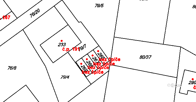 Šošůvka 46034099 na parcele st. 266 v KÚ Šošůvka, Katastrální mapa