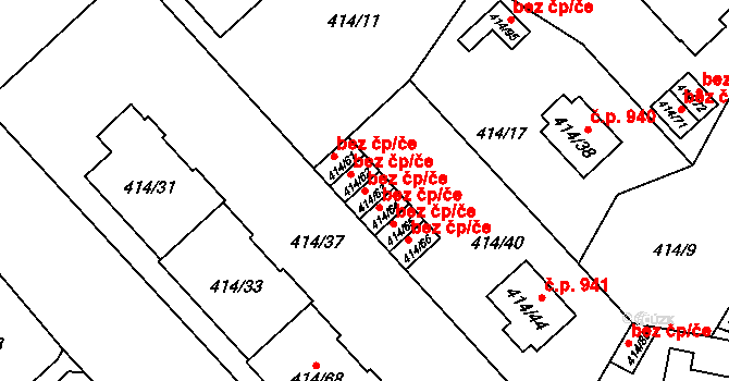 Plzeň 46393099 na parcele st. 414/63 v KÚ Doubravka, Katastrální mapa