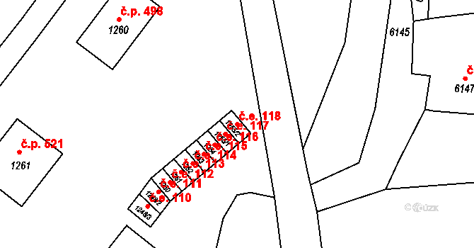 Konice 118 na parcele st. 1255/2 v KÚ Konice, Katastrální mapa