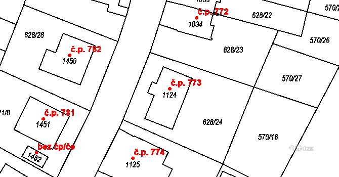 Králíky 773 na parcele st. 1124 v KÚ Králíky, Katastrální mapa