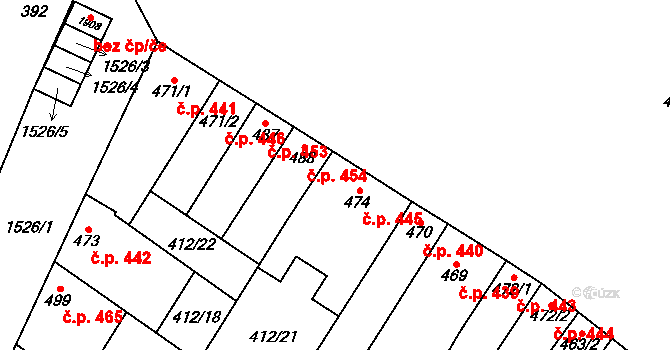 Kostelec nad Labem 454 na parcele st. 488 v KÚ Kostelec nad Labem, Katastrální mapa