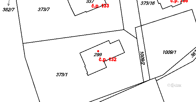 Lipovka 132, Rychnov nad Kněžnou na parcele st. 299 v KÚ Lipovka u Rychnova nad Kněžnou, Katastrální mapa