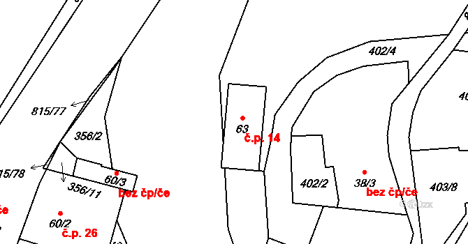 Sudslavice 14, Vimperk na parcele st. 63 v KÚ Výškovice u Vimperka, Katastrální mapa