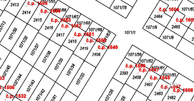 Český Brod 1546 na parcele st. 2406 v KÚ Český Brod, Katastrální mapa