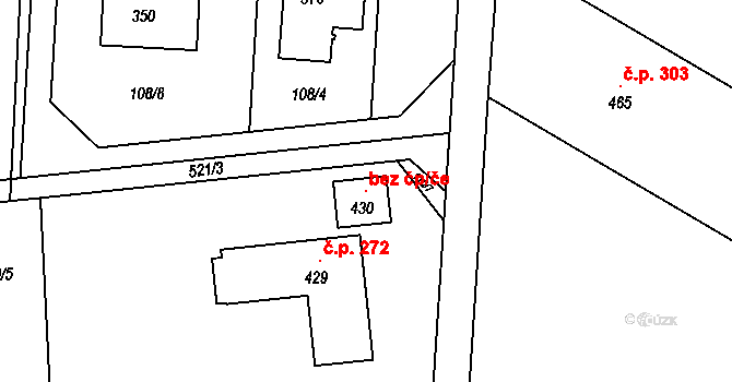 Sazovice 104768100 na parcele st. 430 v KÚ Sazovice, Katastrální mapa