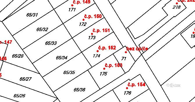 Přerov XI-Vinary 152, Přerov na parcele st. 174 v KÚ Vinary u Přerova, Katastrální mapa