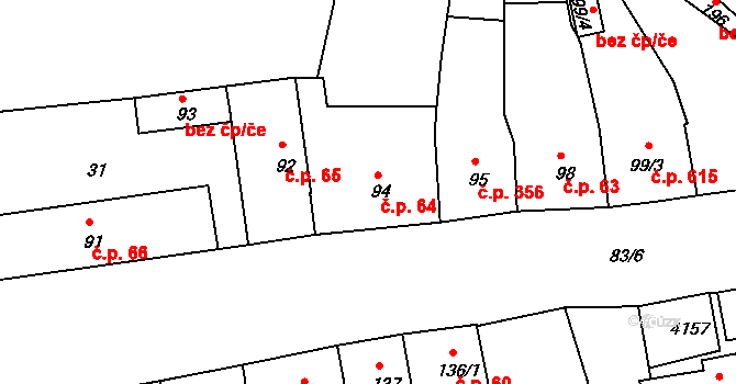 Lipník nad Bečvou I-Město 64, Lipník nad Bečvou na parcele st. 94 v KÚ Lipník nad Bečvou, Katastrální mapa